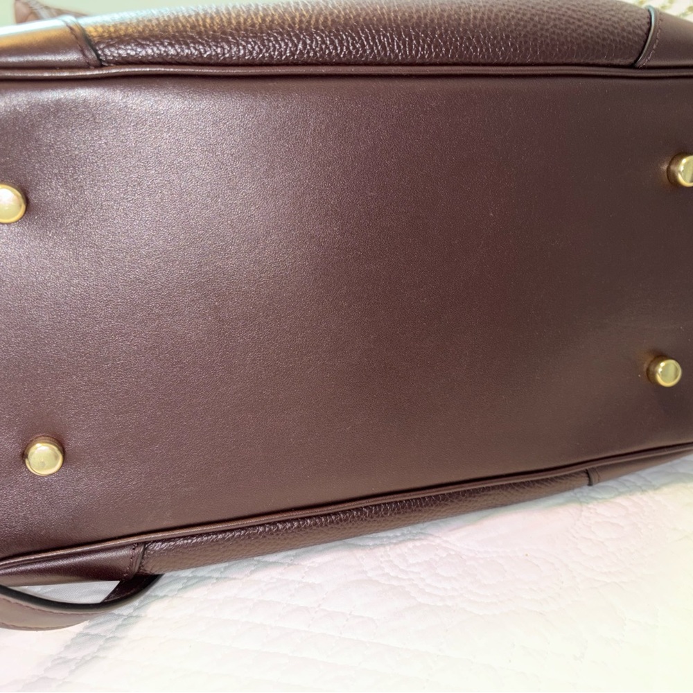 Coach Pebbled Leather Satchel in Deep Burgundy - Picture 8 of 14